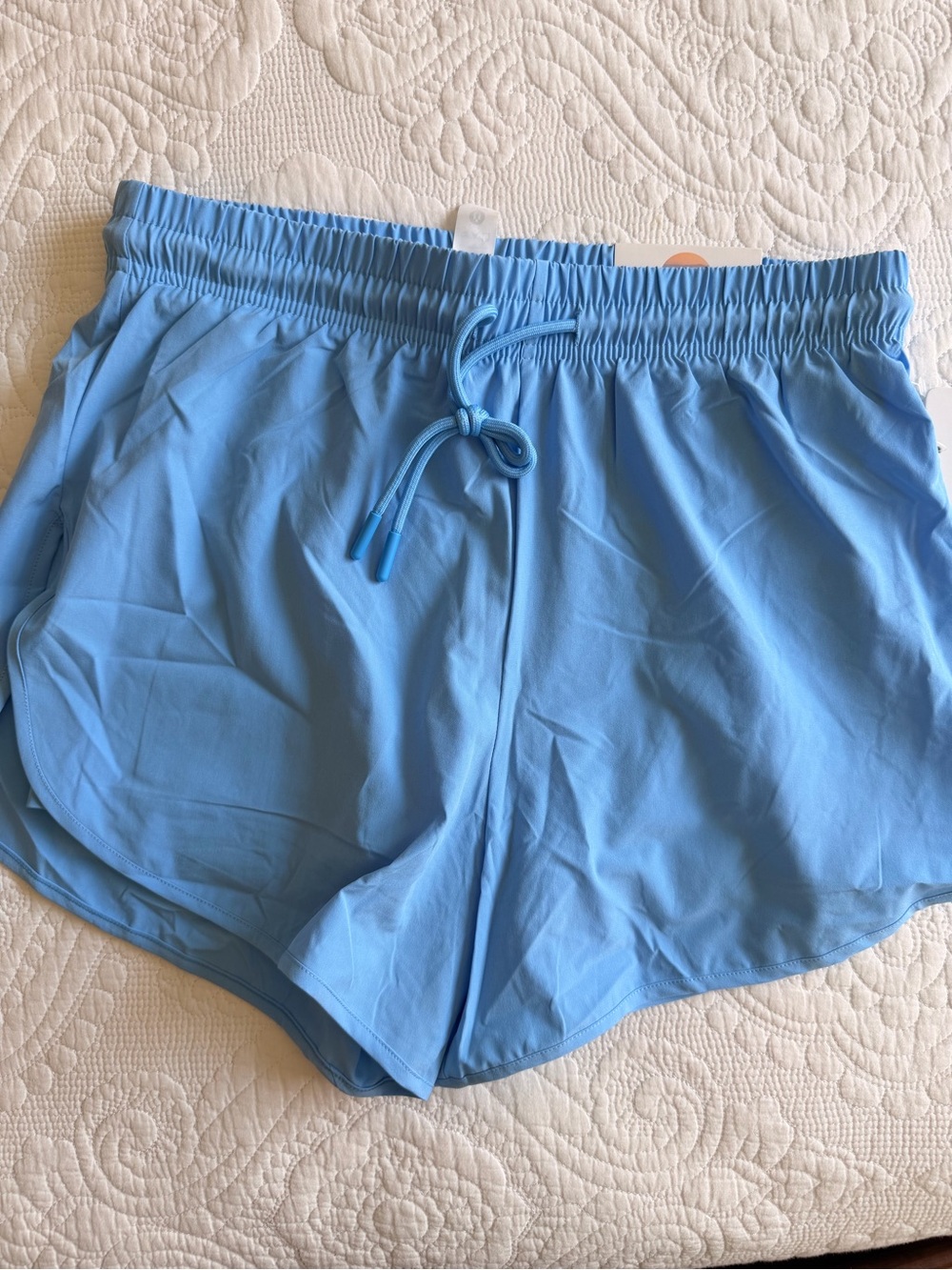 Women's Light Blue Athletic Running Shorts with Drawstring
